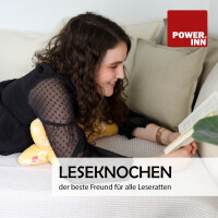 POWER INN® Leseknochen | Bestickt | Beige "Danke" | Nackenkissen | Reisekissen