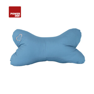 POWER INN® Leseknochen | Bestickt | Blau Symbol "Herz" | Nackenkissen | Reisekissen